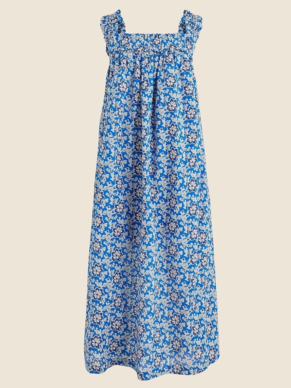 J.Crew Cotton Voile Ruffle-trim Shift Dress in Cobalt Floral | XL | EUC